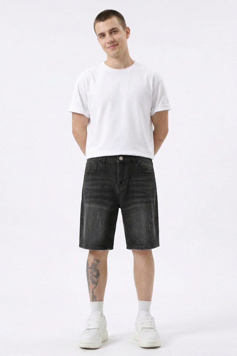 Men's Vintage Washed Casual Denim Shorts