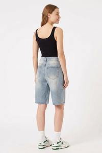 Women's Vintage High-Waisted Denim Bermuda Shorts