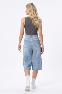 Women's High-Waisted Rhinestone DetailWide-Leg Denim Shorts