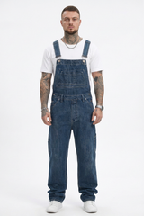 Men's Vintage Washed Side Pocket Denim Overalls