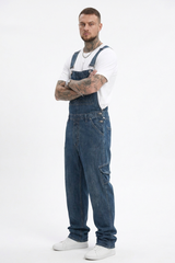 Men's Vintage Washed Side Pocket Denim Overalls