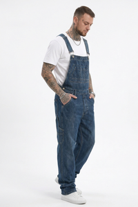 Men's Vintage Washed Side Pocket Denim Overalls