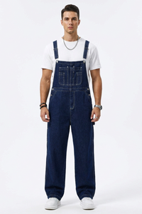 Men's 100% Cotton Loose Fit Multi-Pockets Denim Overalls