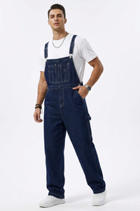 Men's 100% Cotton Loose Fit Multi-Pockets Denim Overalls