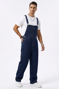Men's 100% Cotton Loose Fit Multi-Pockets Denim Overalls