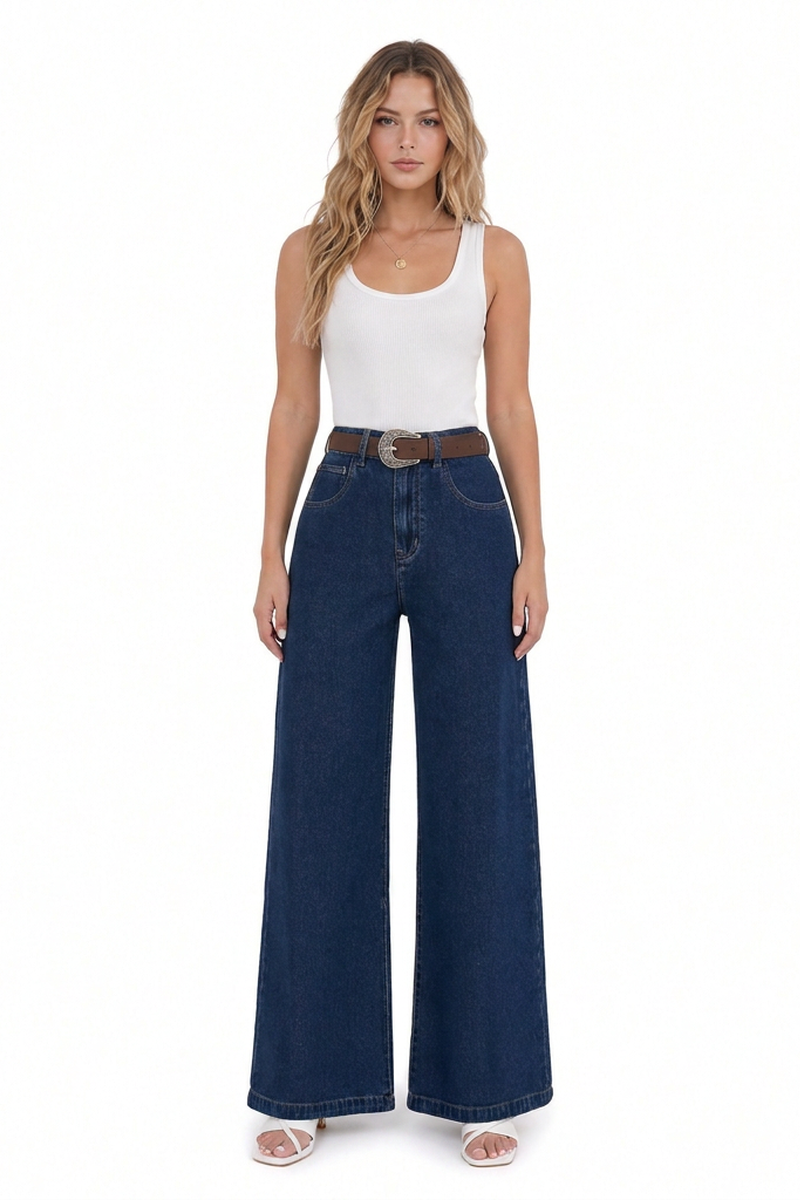 Women's High-Waisted Wide-Leg Jeans