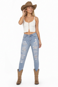 Women's Western Distressed Ripped Stretch Skinny Jeans