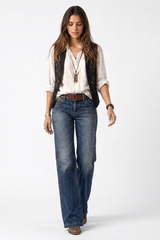 Women's High-Waisted Vintage Wash Bootcut Jeans