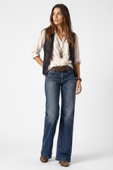 Women's High-Waisted Vintage Wash Bootcut Jeans