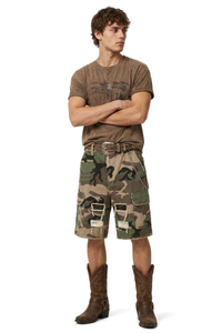 Men's 100% Cotton Camo Loose Fit Cargo Denim Shorts