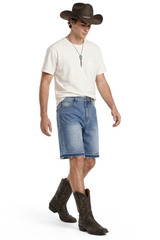 Men's Stretch Denim Shorts With Frayed Hem