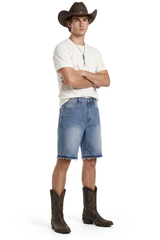 Men's Stretch Denim Shorts With Frayed Hem