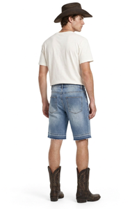 Men's Stretch Denim Shorts With Frayed Hem