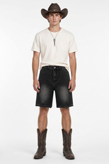 Men's Stretch Denim Shorts With Frayed Hem