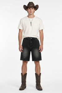 Men's Stretch Denim Shorts With Frayed Hem