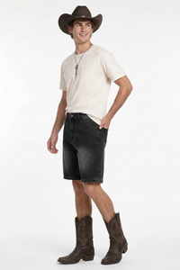 Men's Stretch Denim Shorts With Frayed Hem