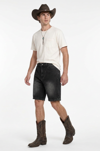 Men's Stretch Denim Shorts With Frayed Hem