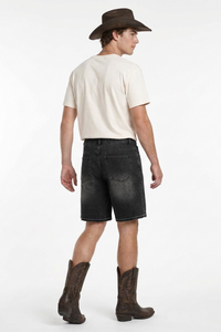 Men's Stretch Denim Shorts With Frayed Hem