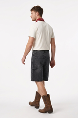 Men's Western Vintage Stretch Solid Denim Shorts