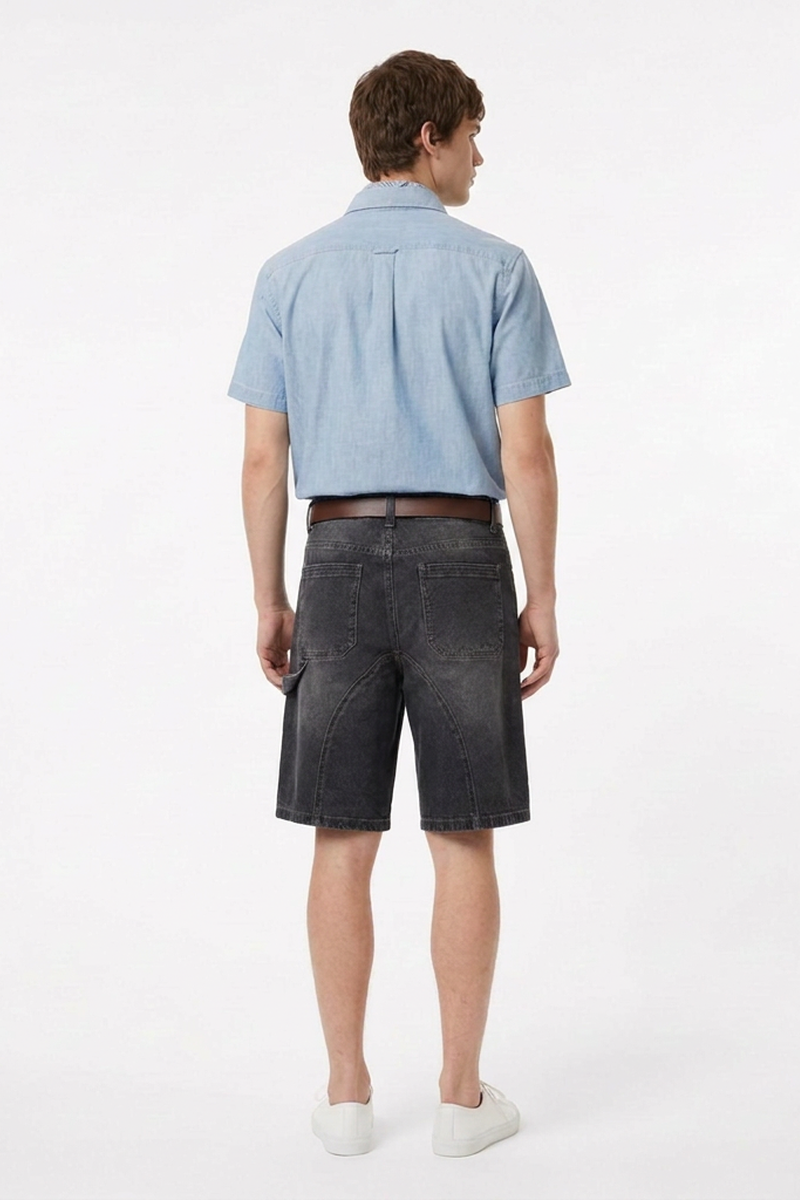 Men's Streetwear Colorful Stud Trim Stretch Denim Shorts