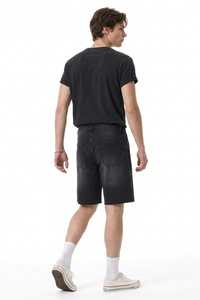 Men's Relaxed Fit Frayed Hem Stretch Denim Shorts