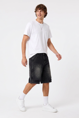 Men's Vintage Wash Ripped Relaxed Denim Shorts