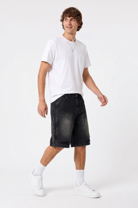 Men's Vintage Wash Ripped Relaxed Denim Shorts