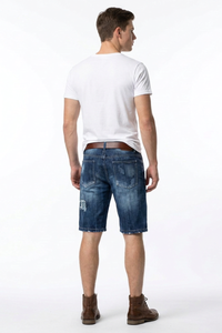 Men's Blue Distressed Ripped Denim Shorts