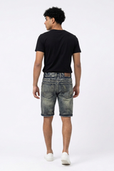 Men's Summer Vintage Patchwork Color Block Denim Shorts