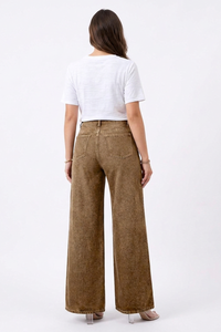Women's Fall Washed Denim Relaxed Wide-Leg Jeans