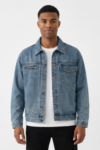 Men's Vintage Blue Washed Denim Jacket