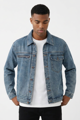 Men's Vintage Blue Washed Denim Jacket