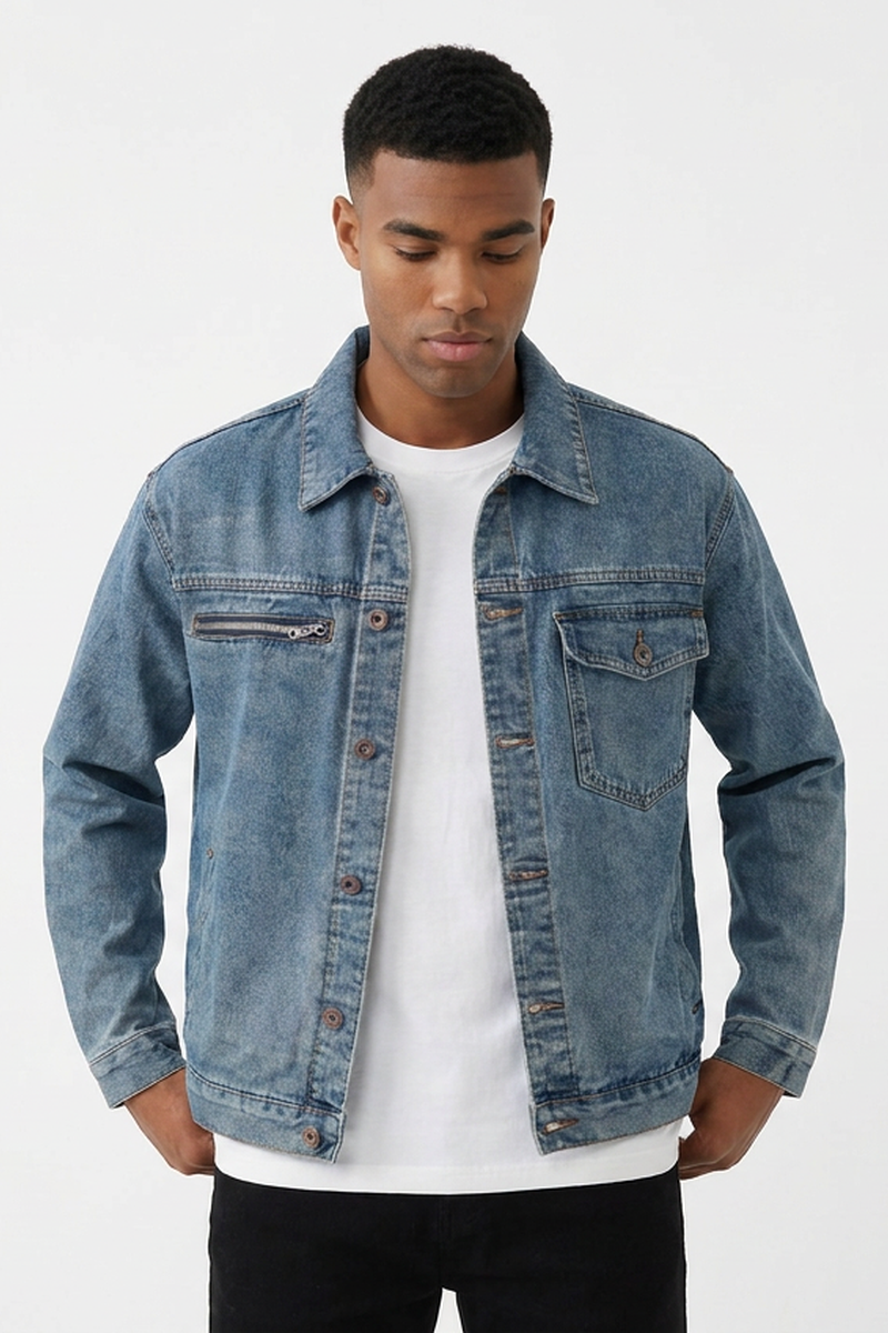 Men's Vintage Blue Washed Denim Jacket
