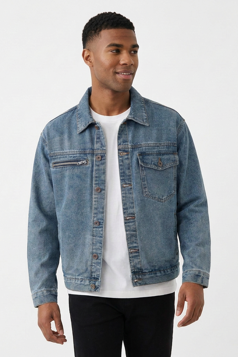 Men's Vintage Blue Washed Denim Jacket