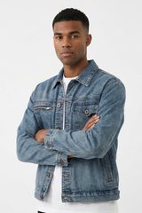 Men's Vintage Blue Washed Denim Jacket
