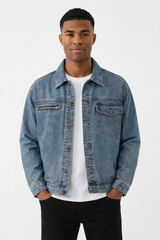 Men's Vintage Blue Washed Denim Jacket