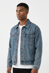 Men's Vintage Blue Washed Denim Jacket