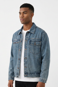 Men's Vintage Blue Washed Denim Jacket