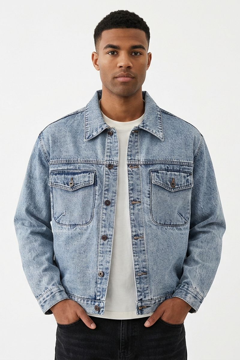Men's Fall Classic Washed Loungewear Denim Jacket