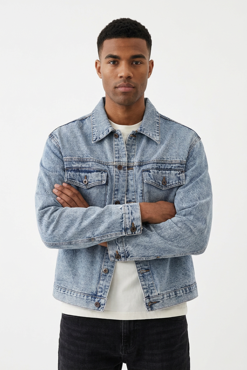 Men's Fall Classic Washed Loungewear Denim Jacket