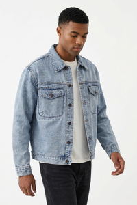 Men's Fall Classic Washed Loungewear Denim Jacket