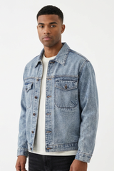 Men's Fall Classic Washed Loungewear Denim Jacket