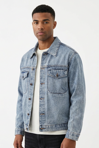 Men's Fall Classic Washed Loungewear Denim Jacket