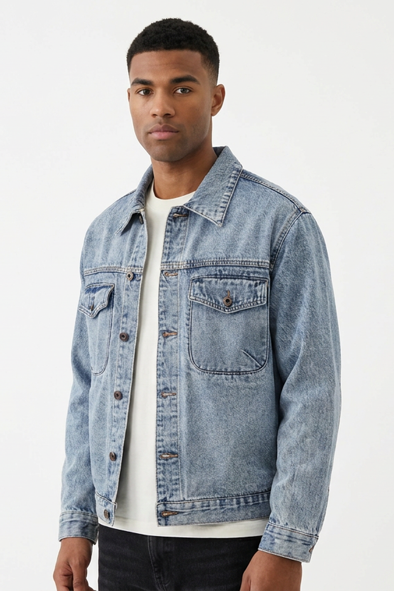Men's Fall Classic Washed Loungewear Denim Jacket