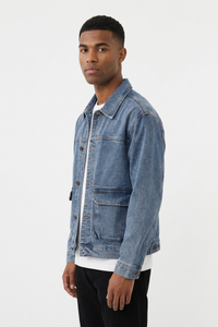 Men's Fall Classic Washed Trucker Long-Sleeve Denim Jacket