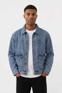 Men's Fall Classic Washed Trucker Long-Sleeve Denim Jacket