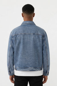 Men's Fall Classic Washed Trucker Long-Sleeve Denim Jacket
