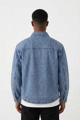 Men's Washed Denim Shirt with Dual Flap Pockets