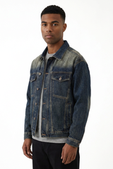 Men's Vintage Ombre Washed Relaxed Fit Trucker Denim Jacket