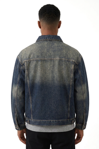 Men's Vintage Ombre Washed Relaxed Fit Trucker Denim Jacket